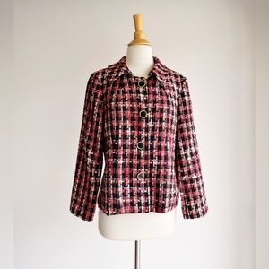 Scott Taylor Petite Red & Black Tweed Jacket | Size PL